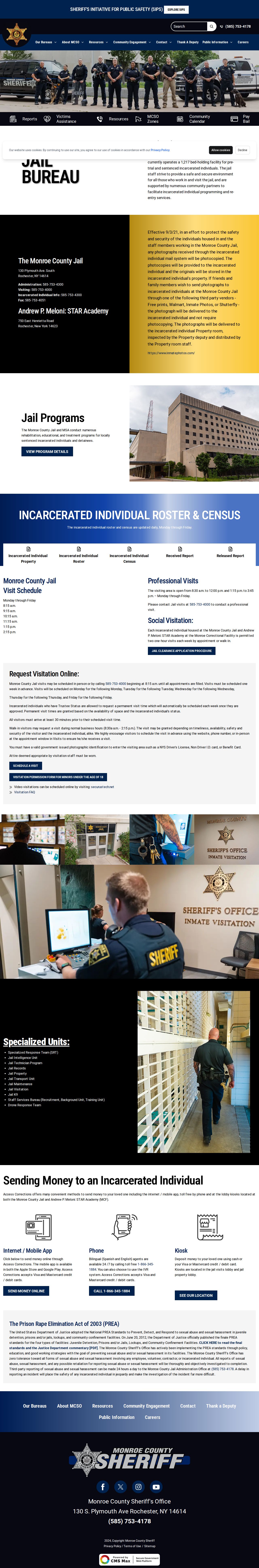 Monroe County Jail Bureau current-custody record source